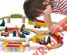 00035 Conductor Carl Wooden Train Set Kids 100 Piece Railway Track Engine People Trees Signs Houses 733281200035