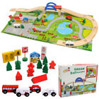 1232237 Christmas Wooden City Overpass Rail Car Assembling Building Block Toys