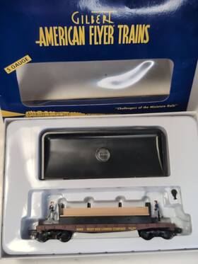 American Flyer 023922490155 Gilbert - Moe And Joe Flatcar Set Inch West Side Lumber S Gauge
