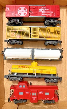 24054-24076-24575-24328-24634 American Flyer Pikemaster 5 Car Consist Of Freight Cars...consist #5