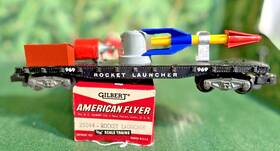 25044 American Flyer 969 Rocket Launcher W Control Button Red/white Box Ex /ob