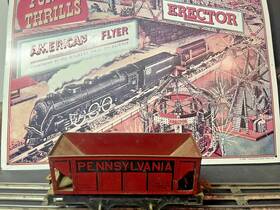 311257 American Flyer Used O Gauge Prewar Tinplate Red Pennsylvania Hopper