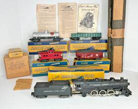 5510-t American Flyer Vintage Mountaineer 283 Locomotive 4 Car Freight Set Works