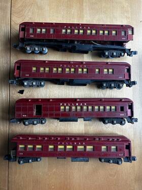 Af-654 American Flyer 18694 Lot 652 653 654 Red Heavyweight Pullman Train Cars