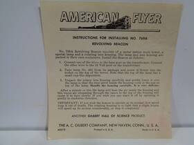 M3213 American Flyer Original Instructions For Installing 769a Revolving Beacon