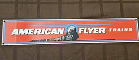Ande Rooney 739149010549 American Flyer Trains Sign Porcelain Enamel Red 21 Inch X 4