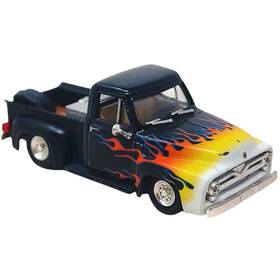 F-100 Athearn 26464 Ho 1955 Ford Pickup Truck Black With Flames - Custom Load