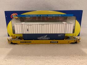 56812 Athearn 797534072640 #7264 Ho Scale Ttx Husky Stack #56812 With Apl And Nyk Logistics Containers