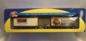 26569 Athearn 797534910515 Ho Yellow Two 28ft Wedge Trailers And Dolly Set Nip