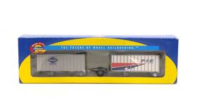 91053 Athearn Ho Overnite 28ft Trailers With Dolly #2 Set Of 2 Ln/box