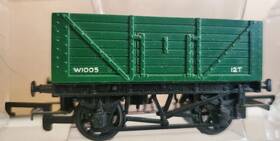 37-075 Bachmann Oo Gage 7 Plank End Door Wagon Green 12t W1005 Empty