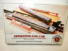 46-1203 Bachmann Ho Scale Operating Ponderosa Log Car With Original Box. Very Nice Look