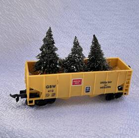 70086 Bachmann Railroad Train Green Bay And Western With Christmas Trees Vintage