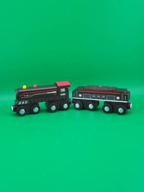 Battat 062243417557 B And Wood Wheels Magnetic Brown Train Engine Coal Car 2 Pc Maison 2020