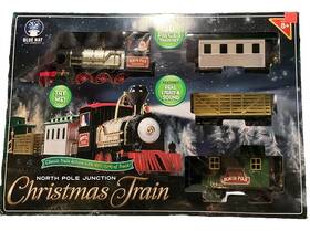 2321565 Blue Hat North Pole Junction Christmas Train Set 30 Piece 18 Ft Of Track Real Light Sound