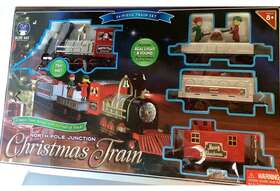 Blue Hat Toy Company 694202321768 Christmas Train North Pole Junction 20 Feet Of Track Real Light And Sound