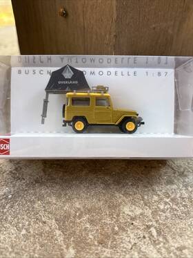 43007 Busch 1953 Toyota Land Cruiser With Rooftop Tent Khaki Tan Ho Scale 1 87 Euc
