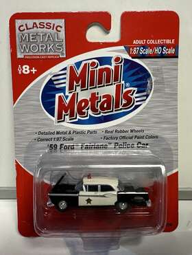30206 Classic Metal Works Mini Metals Ho Scale 1959 Ford Fairlane Police Car #30206