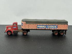 51142 Classic Metal Works Mini Metals N Scale White Wc Tractor Covered Trailer Purina Chow Brown Chassis