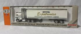 0004-001033 Con-cor Cab Over Semi With Van Trailer Bekins Expotronics Ho Scale