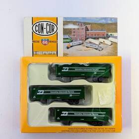 0004-005102 Con-cor N Scale 40ft Piggyback Box Trailer Burlington Northern 3 Pack