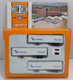 0004-005103 Con-cor N Scale 1 160 Conrail 40ft Piggyback Box Trailer Pack Of 3