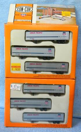 0004-006104 Con-cor Lot Of N Scale Union Pacific 45ft Piggyback Box Trailers