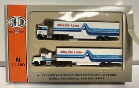 3037 Con-cor N Scale Atlas Van Line Tractor And Trailer 2-pack #3037