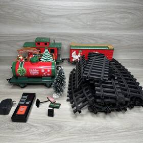 25598-01 Eztec Vintage North Pole Express Christmas Train Set With Signs And Rails