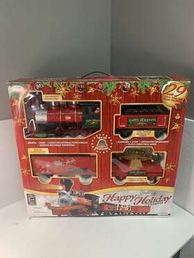 62169 Eztec Happy Holidays Express 29 Piece Christmas Train Set #62169 Open Box