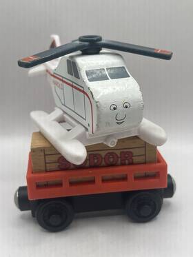 Fisher-price 746775212803 Thomas And Friends Wooden Railway Train Harold Helicopter With Cargo Magnet Car