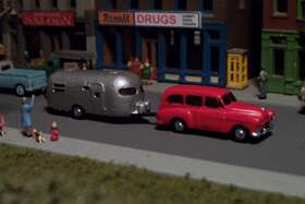 Ctp8022 Handmade Red Station Wagon And Camper N Scale Vehicle