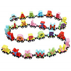Hm-woodentrain0101 Wooden Train Set Pcs Magnetic Cars Alphabets Includes 701722308183