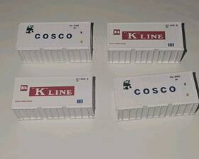 205385 Jacksonville Terminal Company N Scale Lot Of 4 K Line And Cosco 20ft Containers