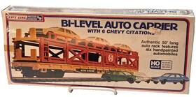 Life-like 077071080897 Vtg Trains Ho Scale Bi-level Auto Carrier With 6 Chevy Citations #8089