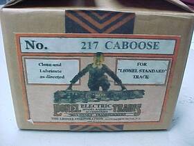 11-30237 Lionel Standard Gauge Tinplate Orange And Maroon 217 Illuminated Caboose In Box