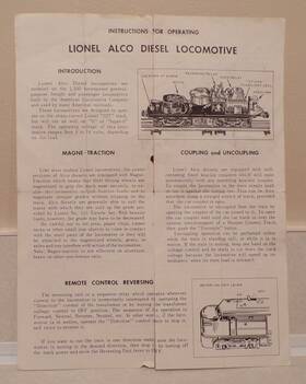 218-11 Lionel Postwar No. Santa Fe Alco Diesel Original Instructions Dated 7/60