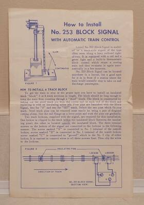 253-43 Lionel Postwar No. Block Signal Original Instructions - Dated 10/1956