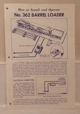 362-96 Lionel Postwar Original Instructions For No. 362 Barrel Loader - 10/1952