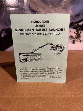 3665-23 Lionel 3665-23. Original Postwar Minuteman Missile Launcher Blue Instruction Sheet Exc