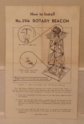 394-30 Lionel Postwar No. 394 Rotary Beacon Original Instructions - Dated 8/1949