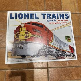 Lionel 605279111268 Trains Santa Fe Advertising Tin Sign Repo 16 Inch W X 12.5 H