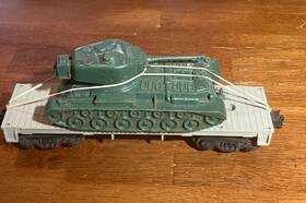 6401-958 Lionel 1964 Postwar 6401-25 Flatcar W Marx Ww2 Tank Sears 9820 Flat Bed Car