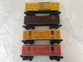 7302 Lionel #6473 #6656 #7900 #7302 Trains Operating Horse Transport And Cowboy Car Plus Two Stockcars Vg