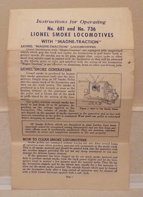 681-27 Lionel Postwar No. Smoke Locomotive Original Instructions - Dated 1/1953