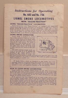 682-16 Lionel Postwar No. Smoke Locomotive Original Instructions - Dated 4/1954