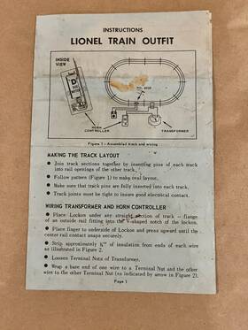 9656-10 Lionel Postwar Sears Outfit #9656 Instruction Sheet #9656-10 Dtd. 8-62 Free Ship