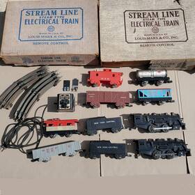 52845 Louis Marx 2 Vintage Stream Line Steam Type Electric Train Sets No. 4222 And 4625