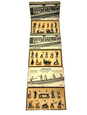 0404ga M Rklin #0201 #0404ga Lot Of 3 Nos Antique Ho 0202 0203 Die Cast Railroad Figure Set