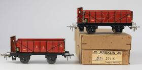 2st-371k M Rklin Two Marklin Ho #371k 2st Tinplate Gondola Brakemans Cabin Vg/bx 1940s